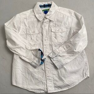Greendog white long sleeve button down shirt 4T
